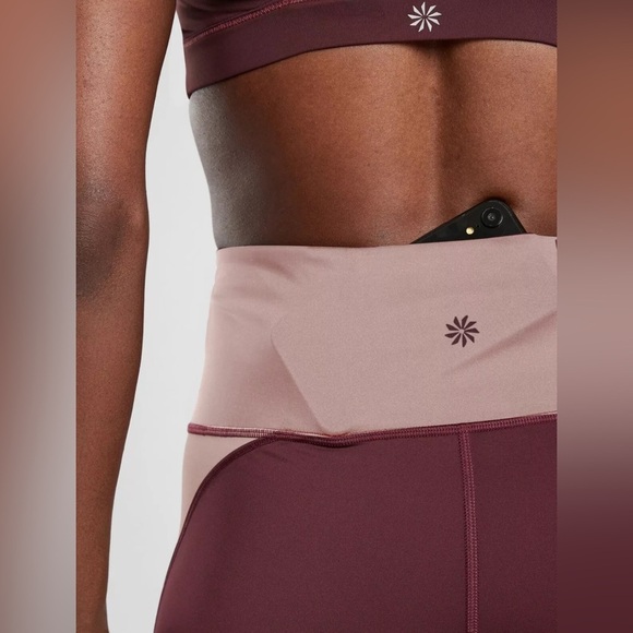 ATHLETA Crunch Colorblock 7/8 Tight SuperSonic Antique Burgundy Medium Gym Yoga - Picture 3 of 7